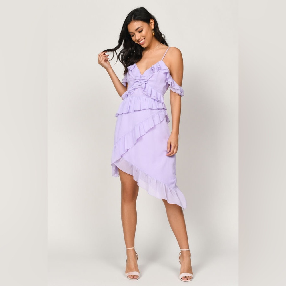NWT TOBI Dhalia Lavendar Chiffon Asymmetrical MIDI Dress